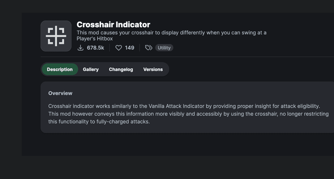Crosshair Indicator (Minecraft Mod)